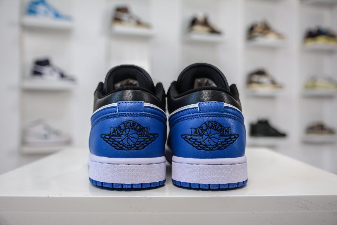 T Original Air Jordan 1 Low black and white blue toe AJ1 Joe 1 low-top casual sneakers 553558-140