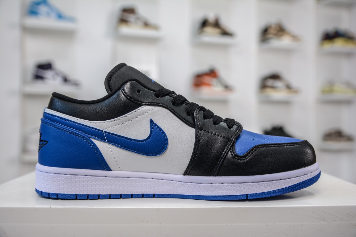 T Original Air Jordan 1 Low black and white blue toe AJ1 Joe 1 low-top casual sneakers 553558-140