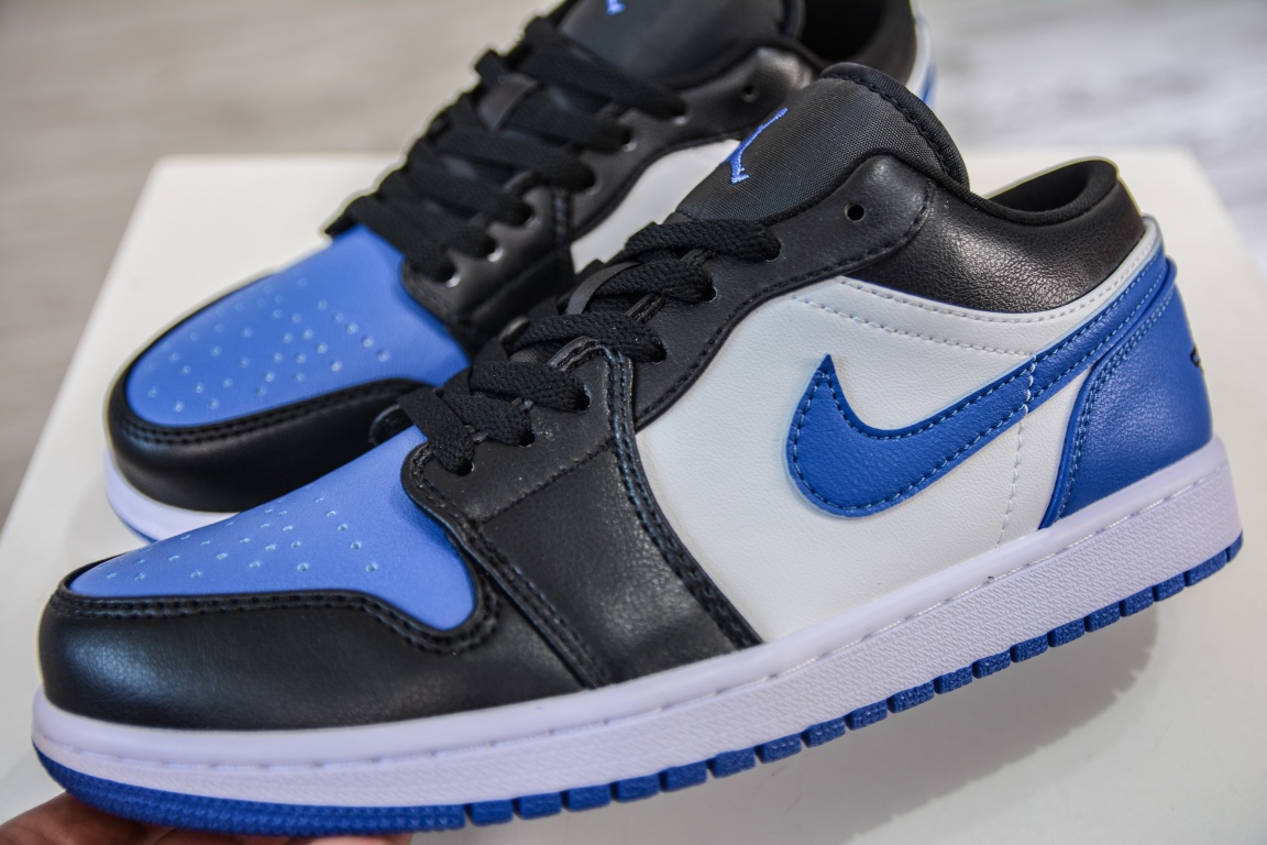 T Original Air Jordan 1 Low black and white blue toe AJ1 Joe 1 low-top casual sneakers 553558-140