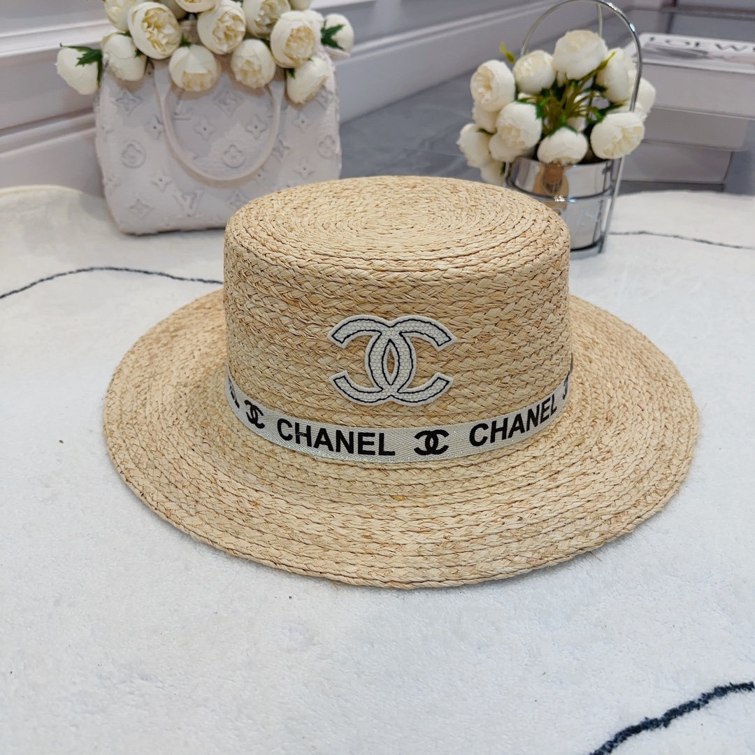[Chanel Hats]Not packaged chanel chanel summer new rafia flat top hat Sunshade