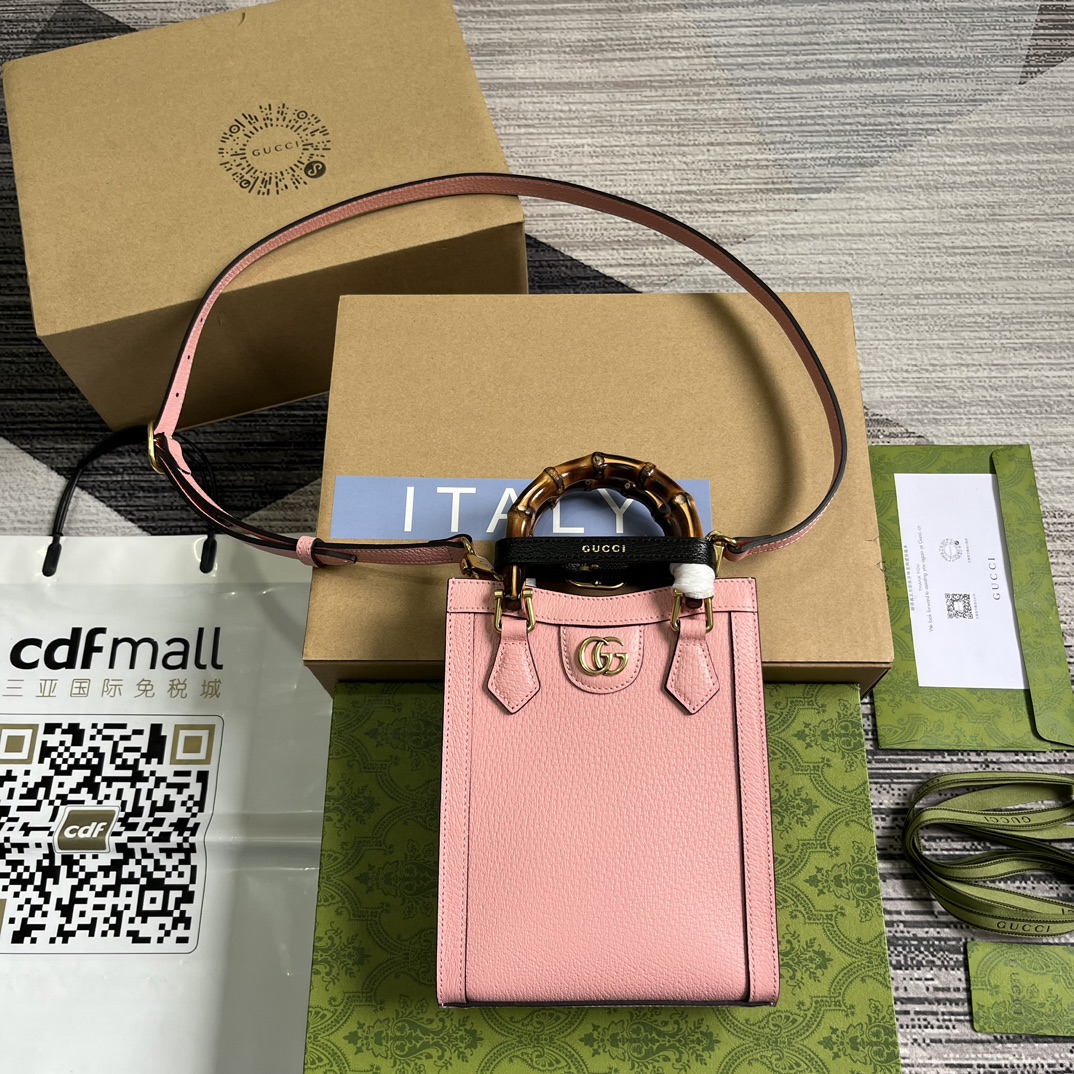 GUCCI 竹節提把 雙G配件 mini托特包