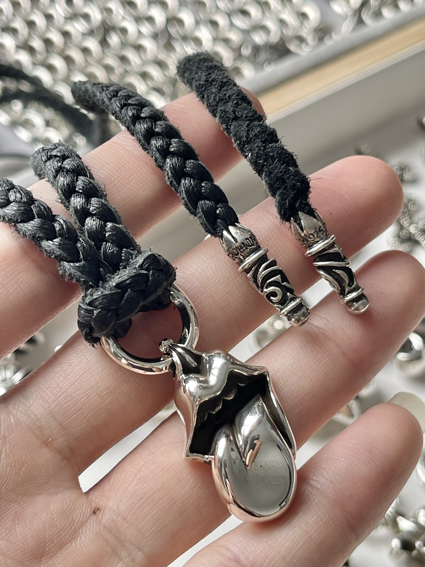 Chrome Hearts 克罗心 舌头 皮绳项链