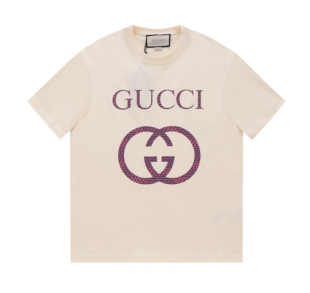 GUCCI/Gucci 23SS camiseta de manga corta con estampado doble G. Sincronizado con la tienda, alta calidad, alta versión.…