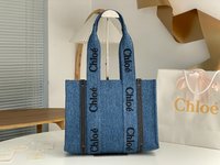 Chloe Tote Bags Blue Denim Tannin Summer Collection Woody Mini
