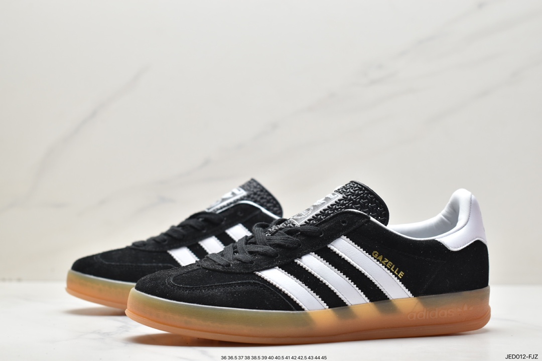 Adidas Originals Gazelle Indoor Black and White Clover Retro Casual Sports Shoes HO6259