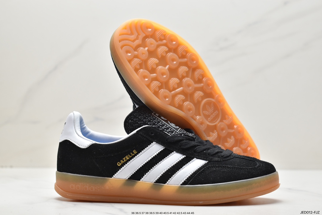 Adidas Originals Gazelle Indoor Black and White Clover Retro Casual Sports Shoes HO6259