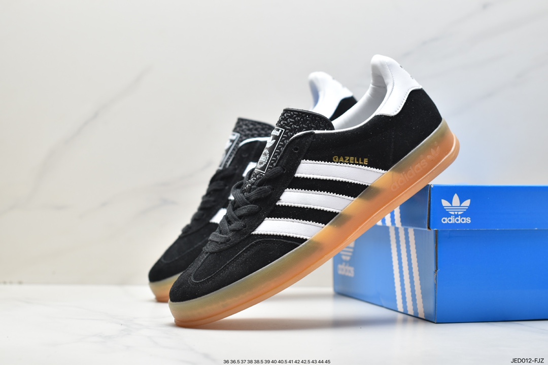 Adidas Originals Gazelle Indoor Black and White Clover Retro Casual Sports Shoes HO6259