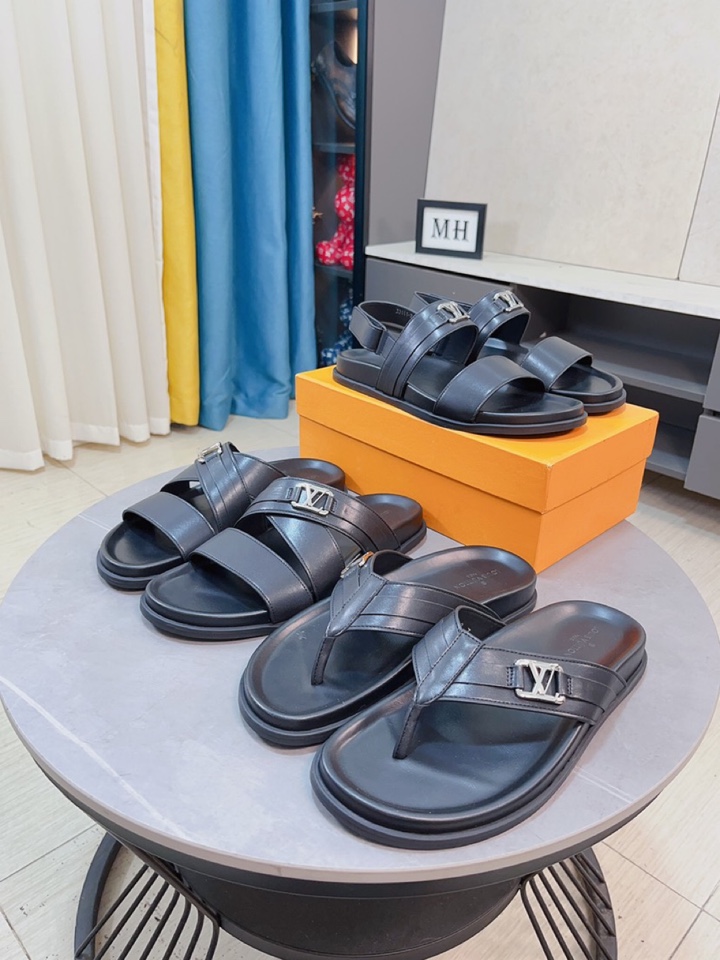 Factory price (LV-LV) new men's sandals, high-end boutique, exquisite embossed logo decoration on th