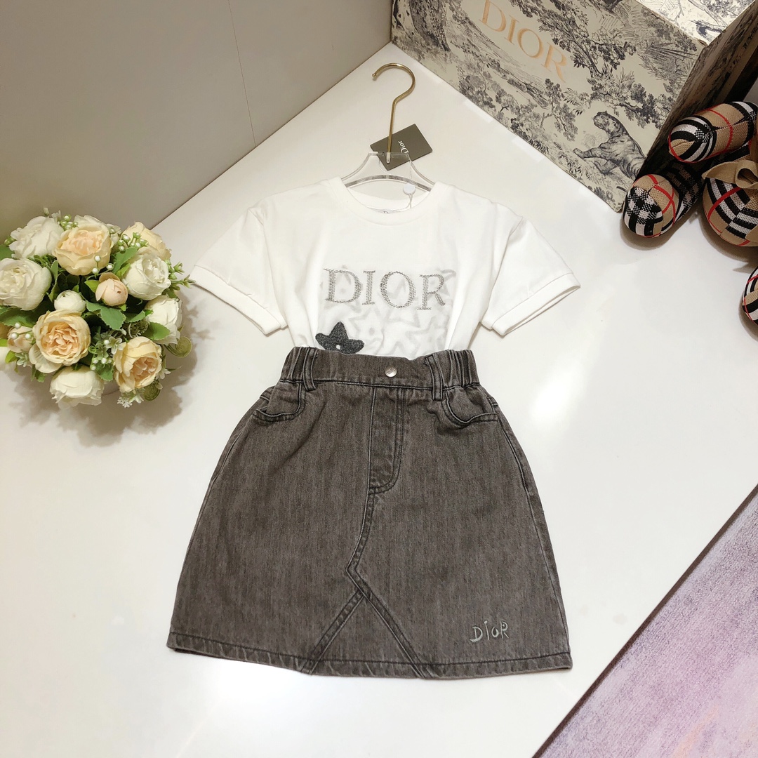 Dior Clothing Skirts T-Shirt Grey Short Sleeve