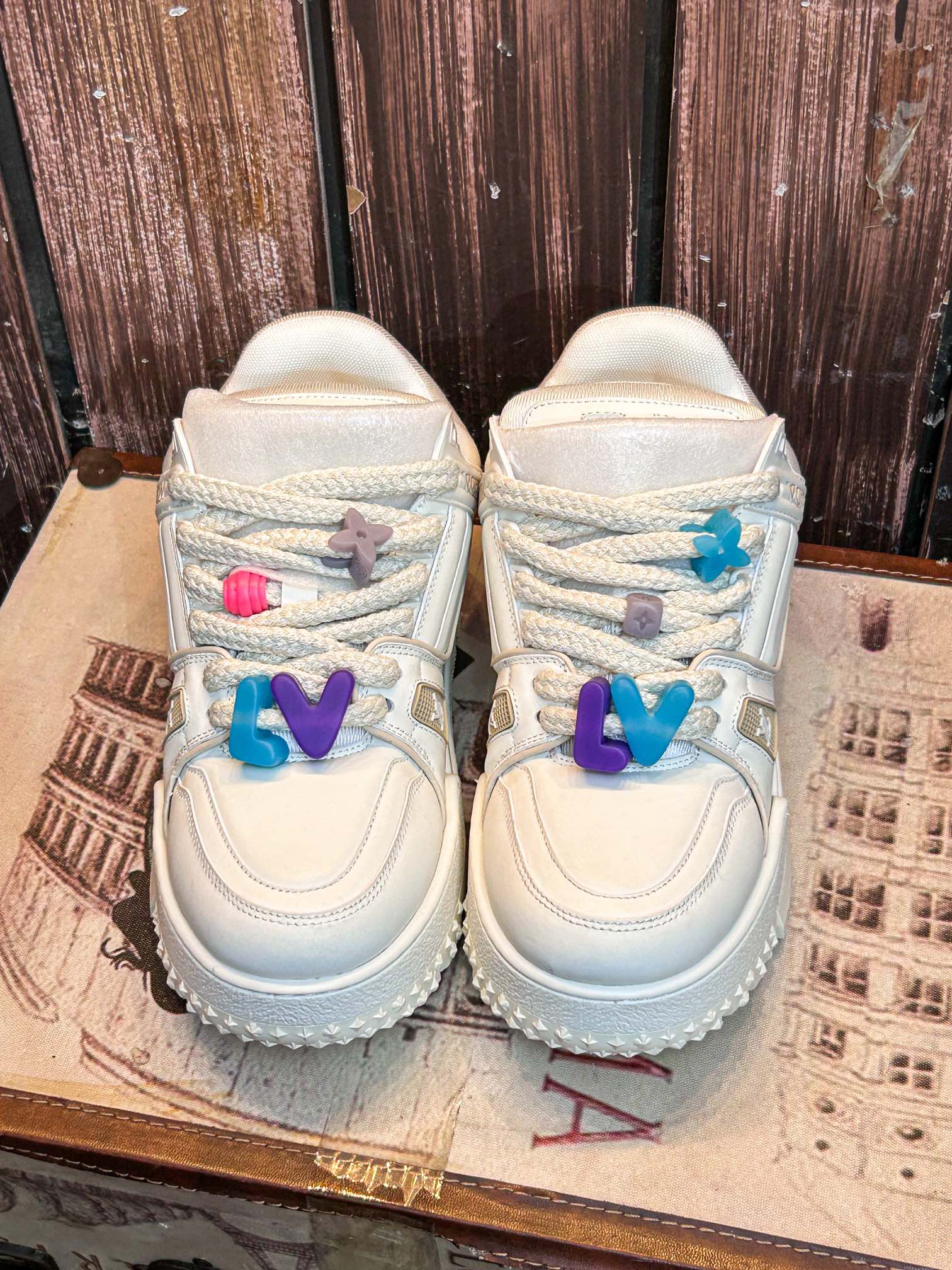 versión superior LV burro L casa 23 primavera y verano modelos de pasarela gordo Trainer pan zapatos