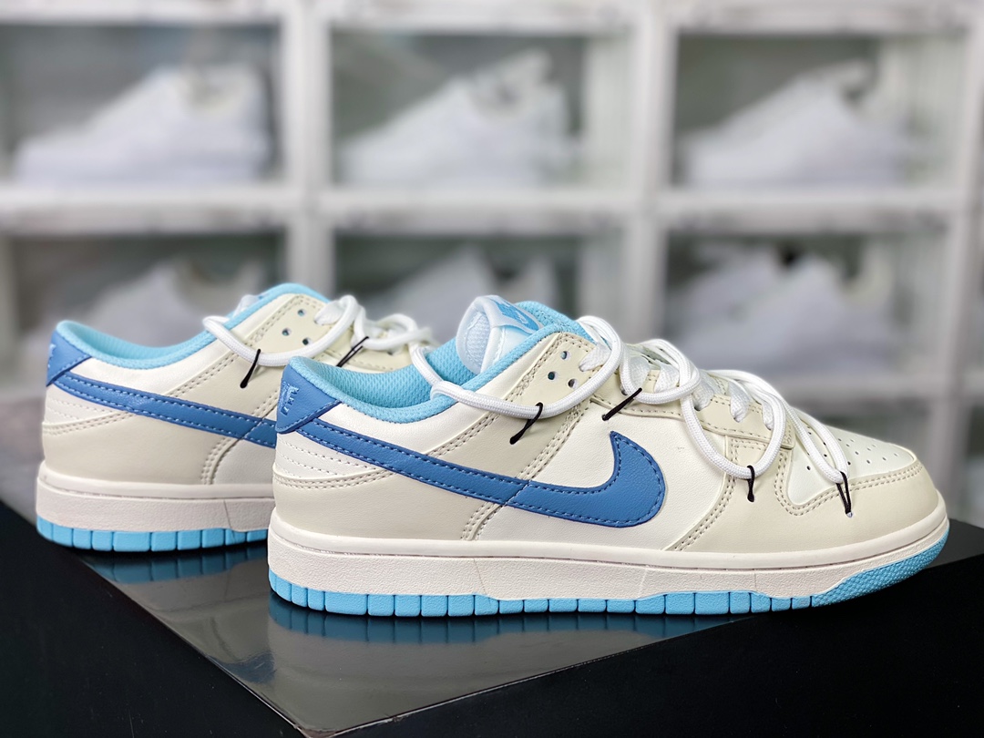 Nike SB Dunk Low ”Milk White/Blue” Dunk series low-top sneakers ”Leather Milk White Light Blue Lace” DD1503-123