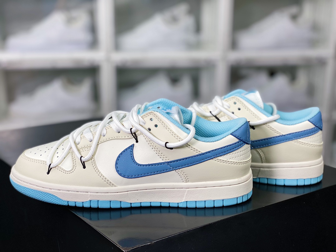 Nike SB Dunk Low ”Milk White/Blue” Dunk series low-top sneakers ”Leather Milk White Light Blue Lace” DD1503-123