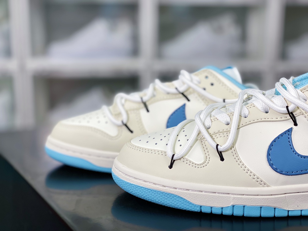 Nike SB Dunk Low ”Milk White/Blue” Dunk series low-top sneakers ”Leather Milk White Light Blue Lace” DD1503-123