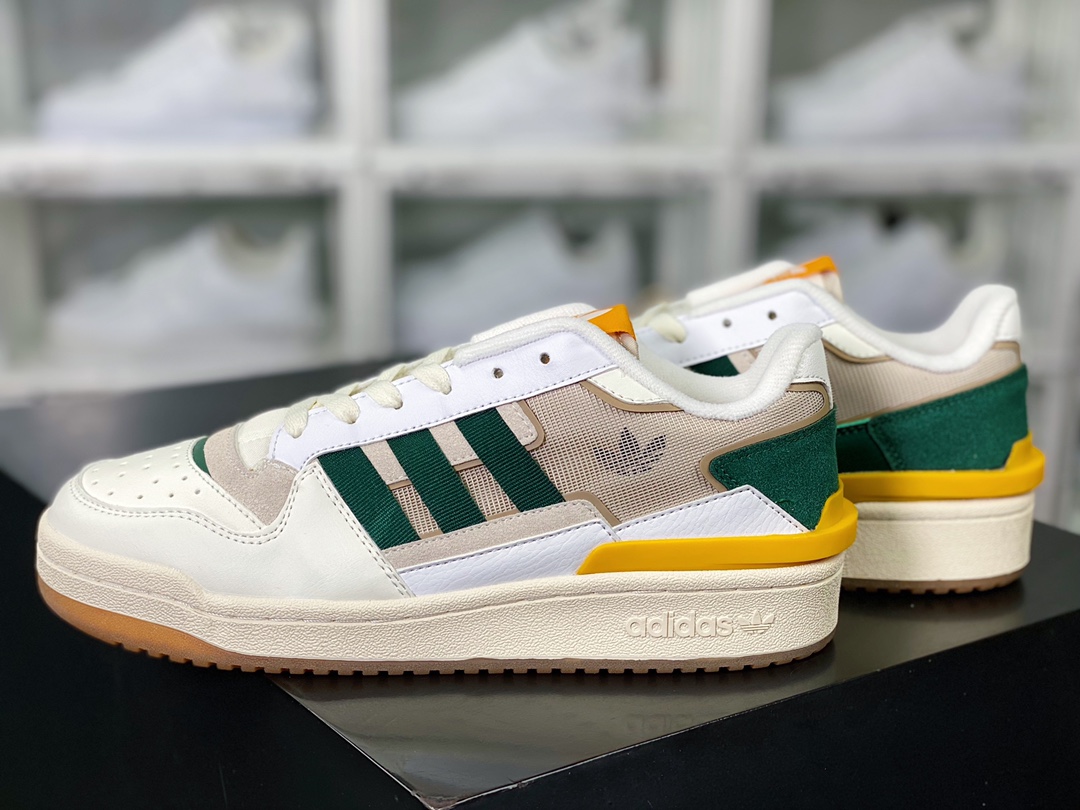 Adidas Originals Forum Exhibit 84 Low Roma Series Low-top Sneakers ”Off-white, dark green, banana yellow” GW4360