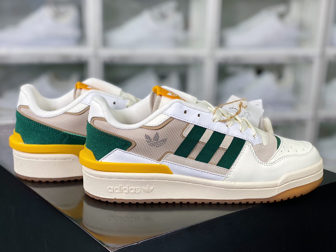 Adidas Originals Forum Exhibit 84 Low Roma Series Low-top Sneakers ”Off-white, dark green, banana yellow” GW4360