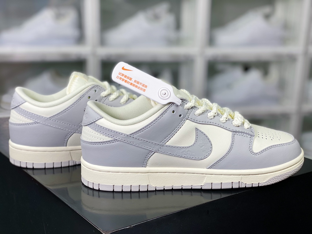 WMNS SB Dunk Low ”Photon Dust” dunk series low-top casual sports skateboard shoes ”white gray smoke gray haze relief” FJ4553-133