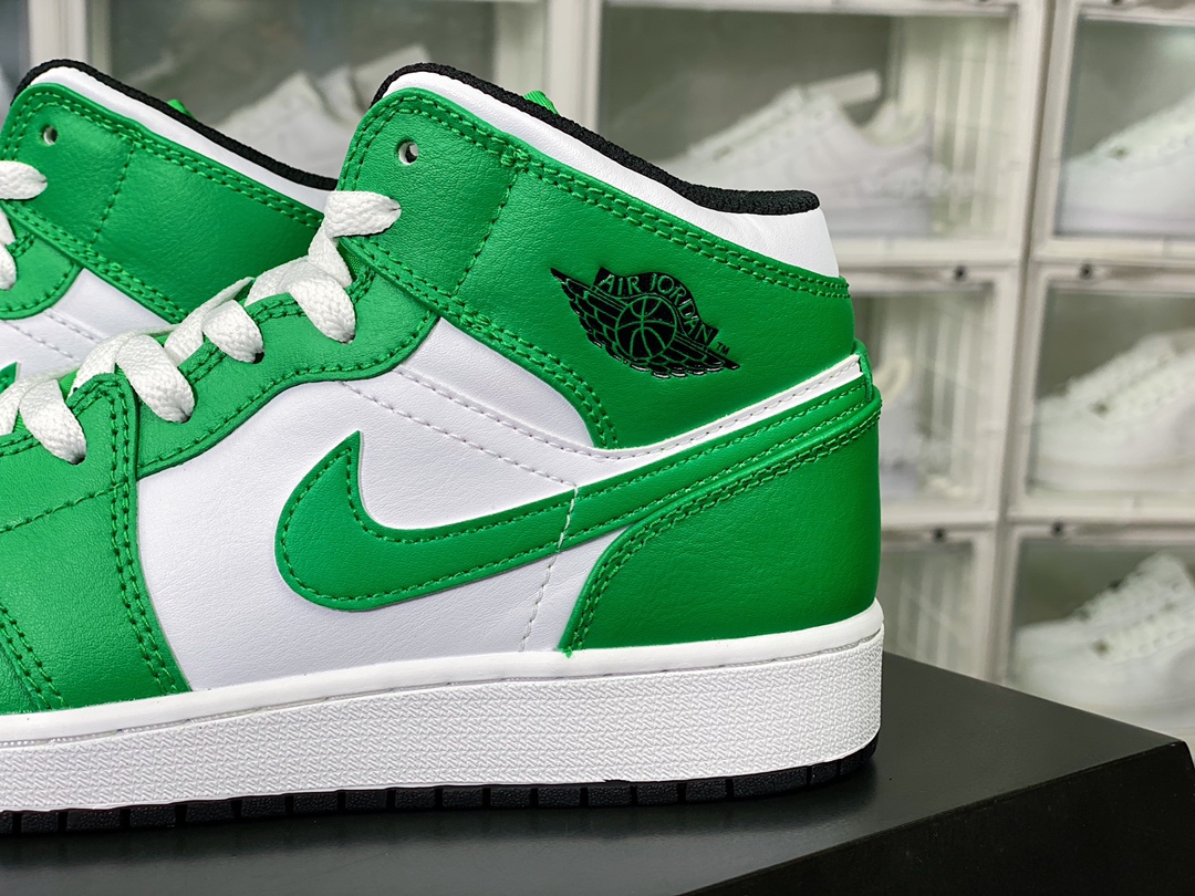 Air Jordan 1 Mid GS ”Valentines Day” AJ1 Jordan 1 basketball shoes ”leather white green” DQ8423-301