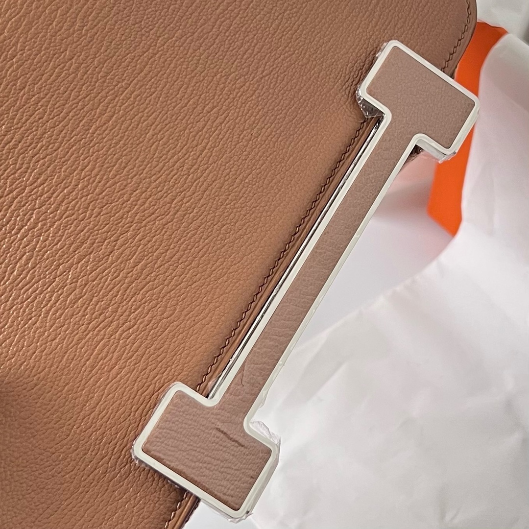 Hermès Hermes Geta Chevre Goat Leather Birdwood Silver Buckle