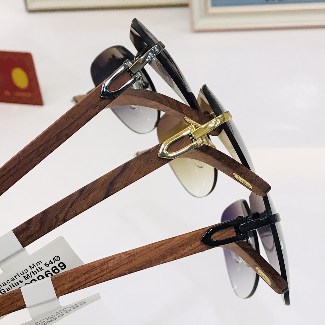 Cartier卡地亚木质镜腿男女通用太阳眼镜