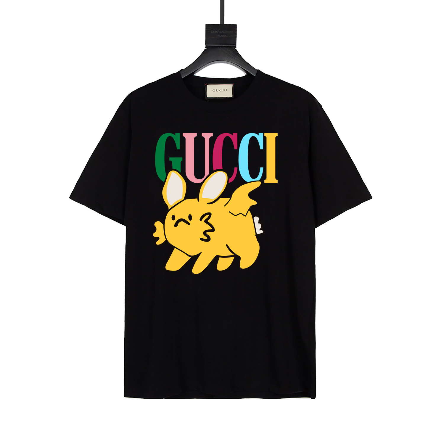 20ssGucci camiseta de alta costura de verano, serie 'mascotas', camiseta de cuello redondo moderna y juguetona, clásica…