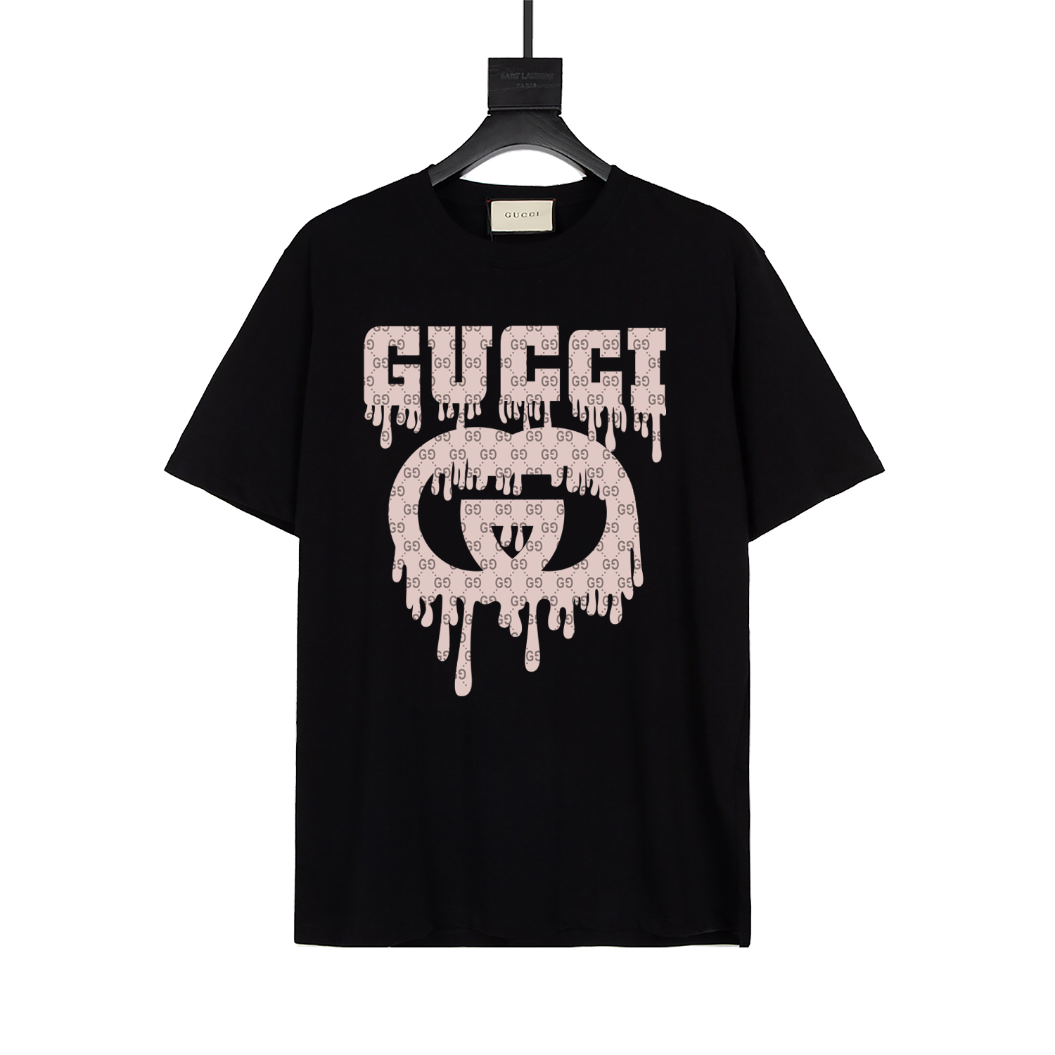 Gucci 20ss camiseta de doble anillo con salpicaduras de tinta, serie clásica de logo, camiseta de manga corta de algodó…