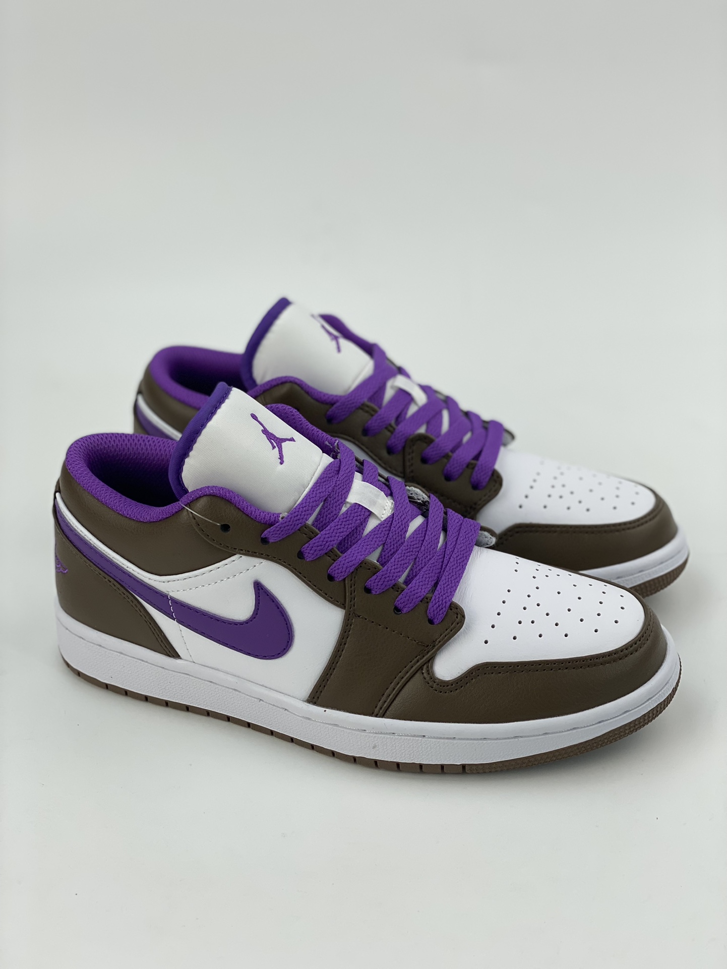 Air Jordan 1 Low Brown White Purple AJ1 Joe 1 Low Top Casual Shoes 553558-215