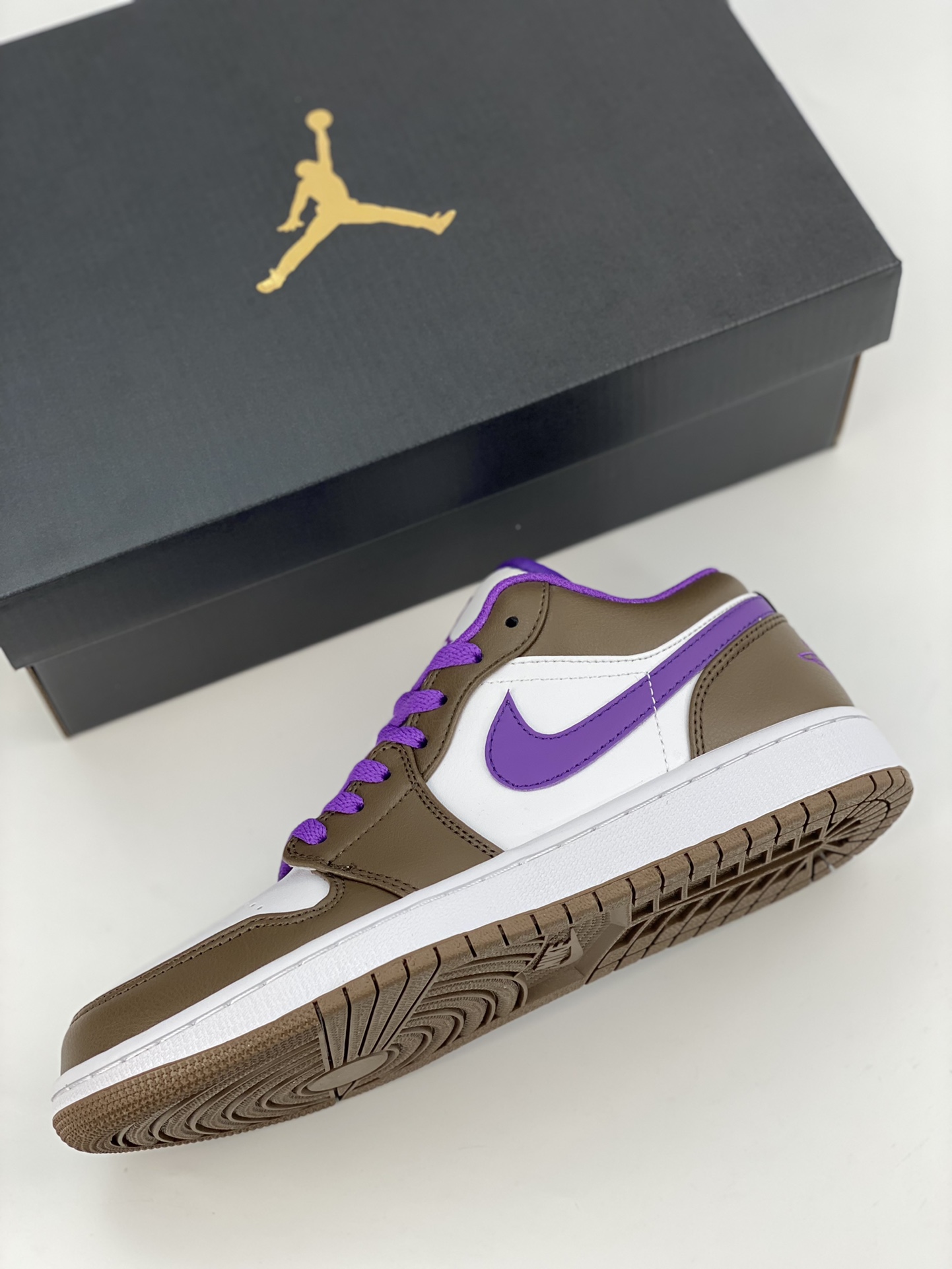 Air Jordan 1 Low Brown White Purple AJ1 Joe 1 Low Top Casual Shoes 553558-215