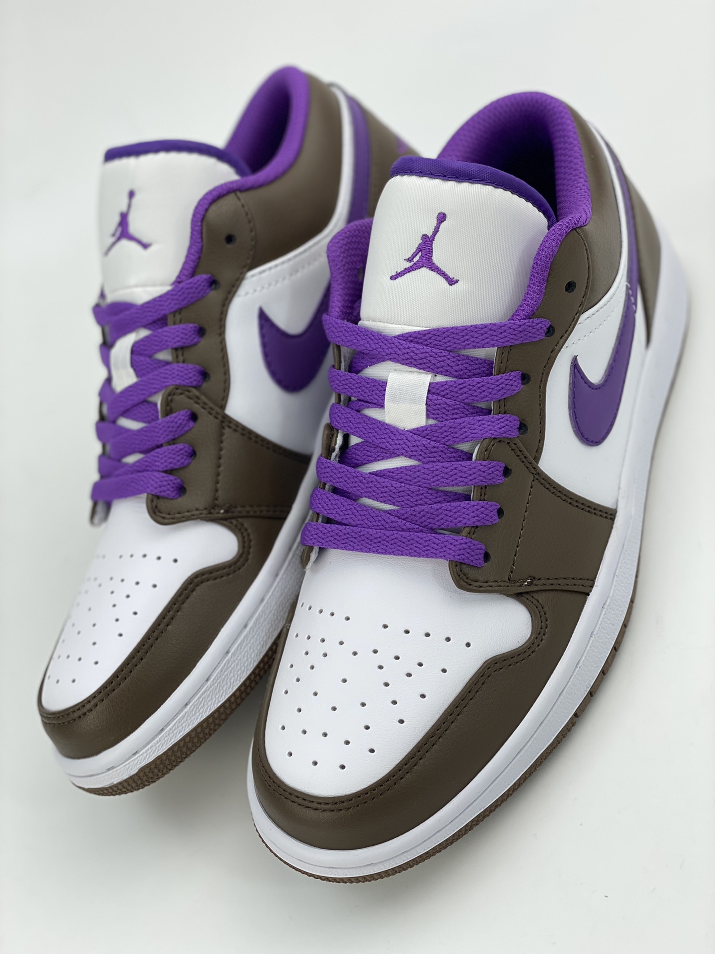 Air Jordan 1 Low Brown White Purple AJ1 Joe 1 Low Top Casual Shoes 553558-215