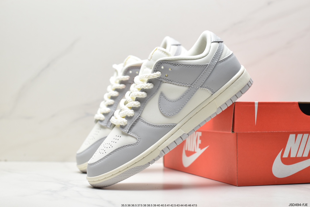 WMNS SB Dunk Low ”Photon Dust” dunk series low-top casual sports skateboard shoes ”white gray smoke gray haze relief” FJ4553-133