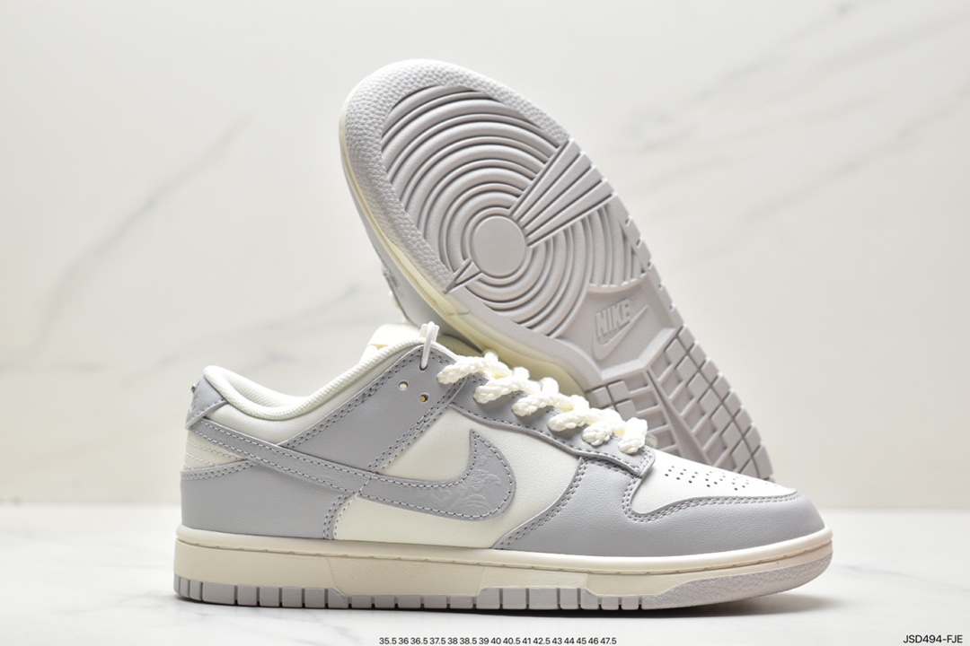 WMNS SB Dunk Low ”Photon Dust” dunk series low-top casual sports skateboard shoes ”white gray smoke gray haze relief” FJ4553-133