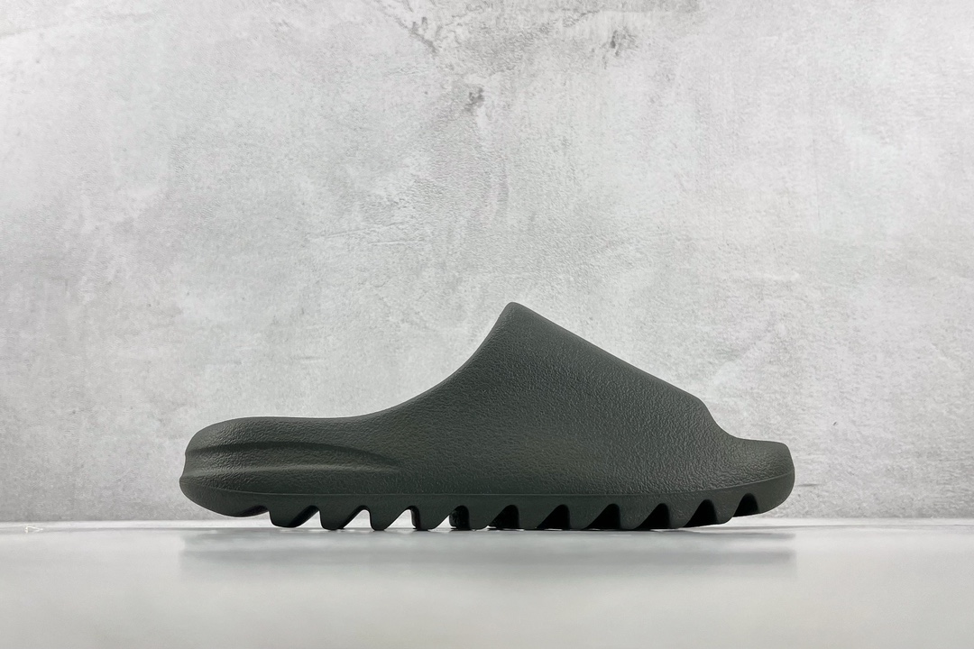 Matte adidas originals Yeezy Slide black dark green ID4132