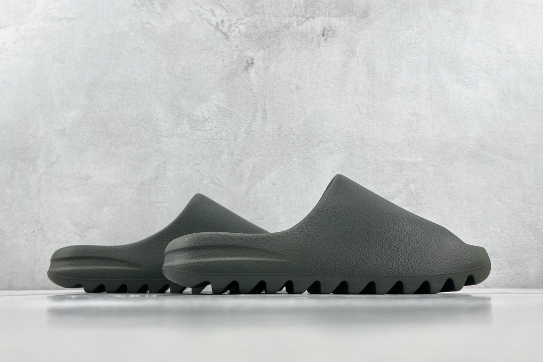 Matte adidas originals Yeezy Slide black dark green ID4132