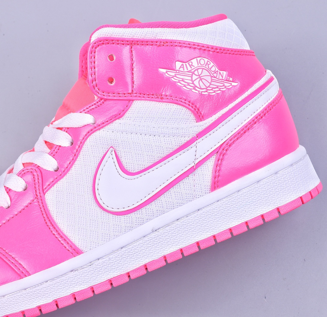 Air Jordan 1 Mid GS「Hyper Pink」靓粉 Air Jordan 1 Mid 白色 555112-611