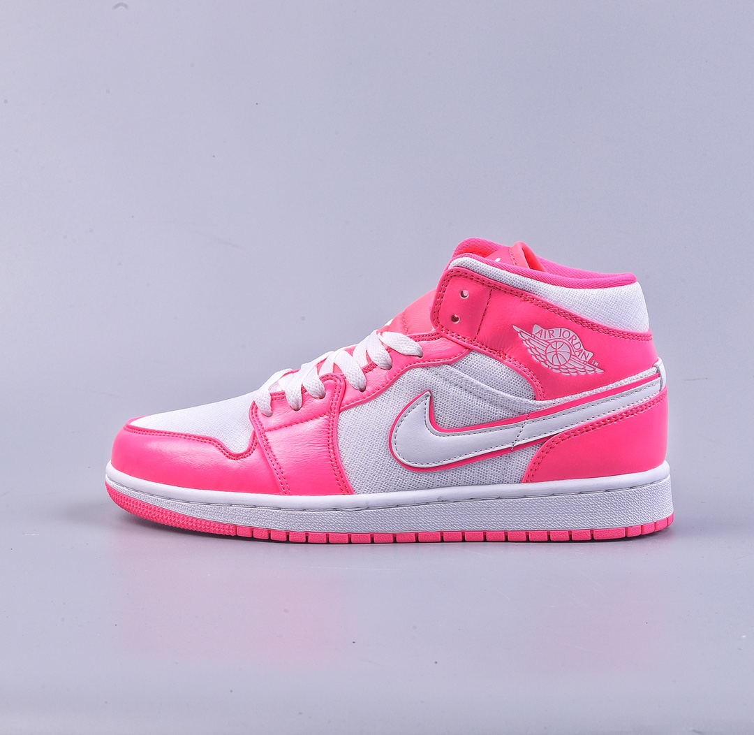 Air Jordan 1 Mid GS「Hyper Pink」靓粉 Air Jordan 1 Mid 白色 555112-611