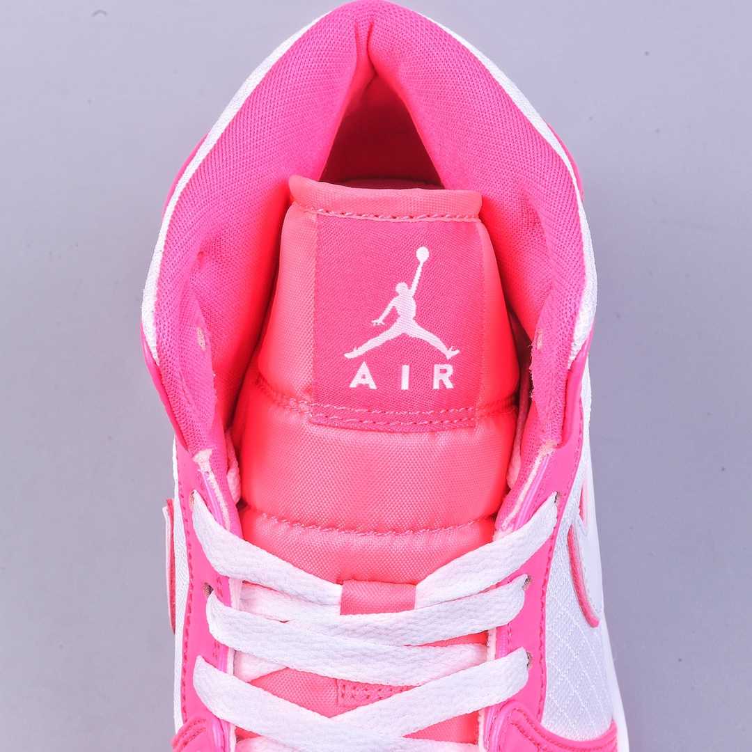 Air Jordan 1 Mid GS「Hyper Pink」靓粉 Air Jordan 1 Mid 白色 555112-611