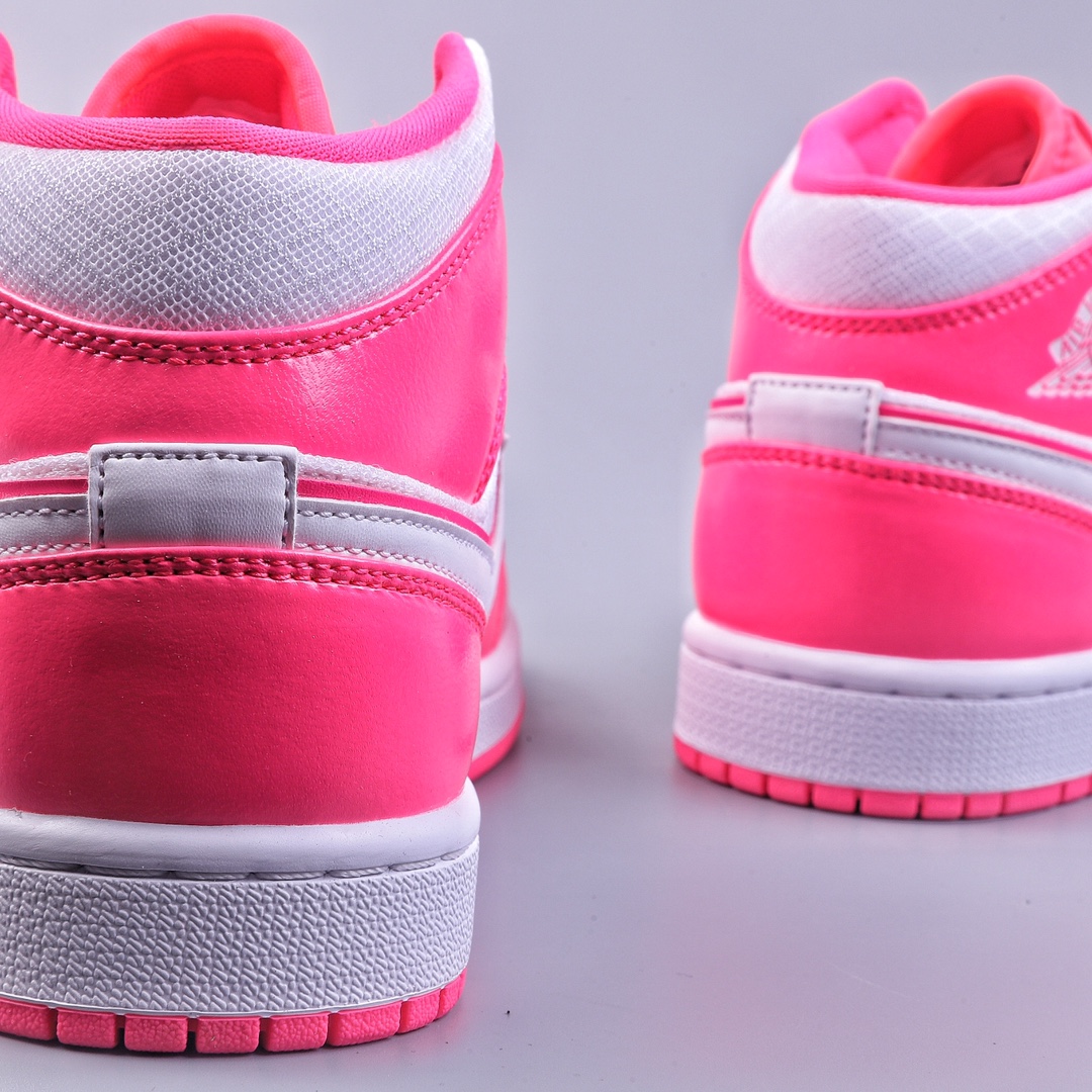 Air Jordan 1 Mid GS「Hyper Pink」靓粉 Air Jordan 1 Mid 白色 555112-611