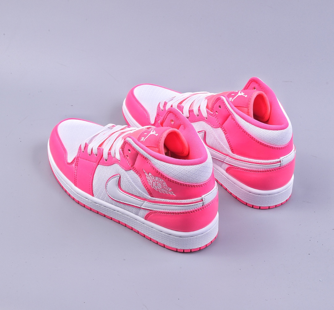 Air Jordan 1 Mid GS「Hyper Pink」靓粉 Air Jordan 1 Mid 白色 555112-611