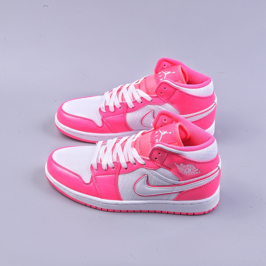 Air Jordan 1 Mid GS「Hyper Pink」靓粉 Air Jordan 1 Mid 白色 555112-611