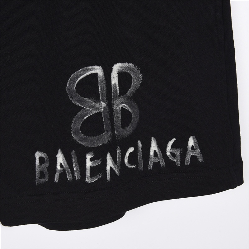 Balenciaga/巴黎世家22SS双B夜光短裤 最高版本双B手绘运动短裤