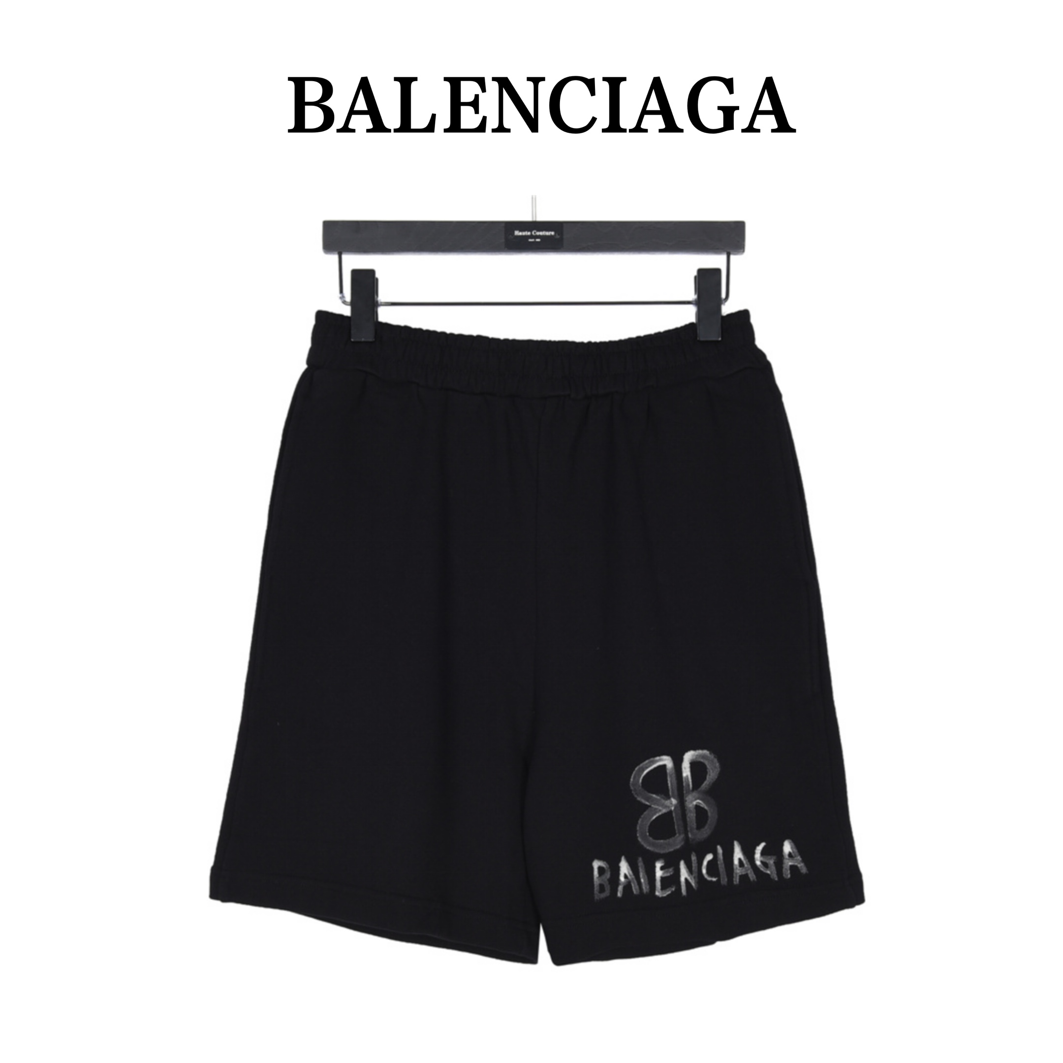 Balenciaga/巴黎世家22SS双B夜光短裤 最高版本双B手绘运动短裤