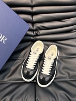 Dior Shoes Sneakers Grey White Canvas Cowhide Frosted Diamond Low Tops
