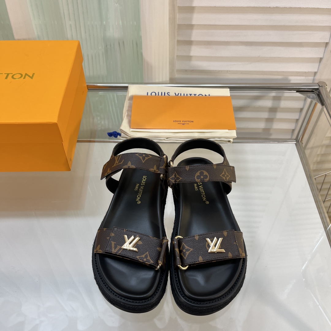 Louis Vuitton Shoes Sandals Weave Women Hemp Rope Raffia Rubber Spring/Summer Collection