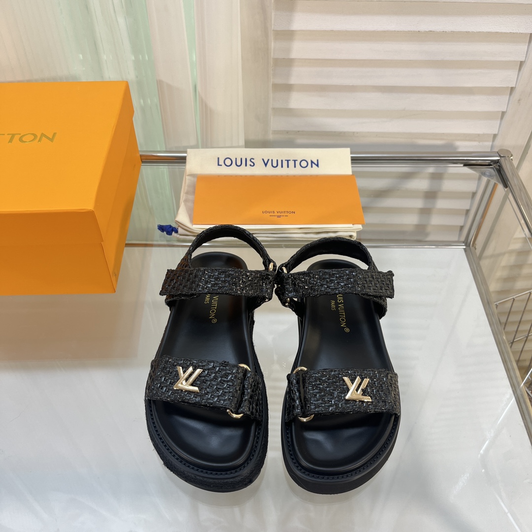 Louis Vuitton Shoes Sandals Women Raffia Sunset