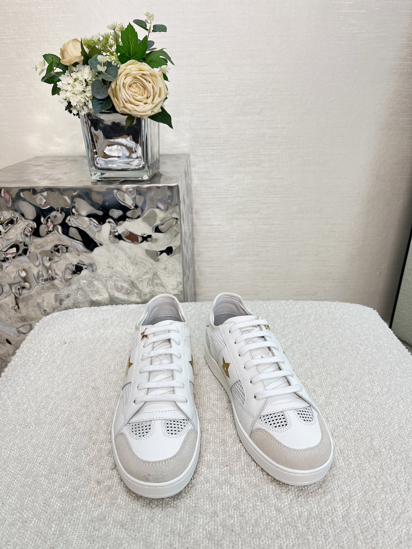 Dior Shoes Sneakers Gold White Men Cowhide Casual