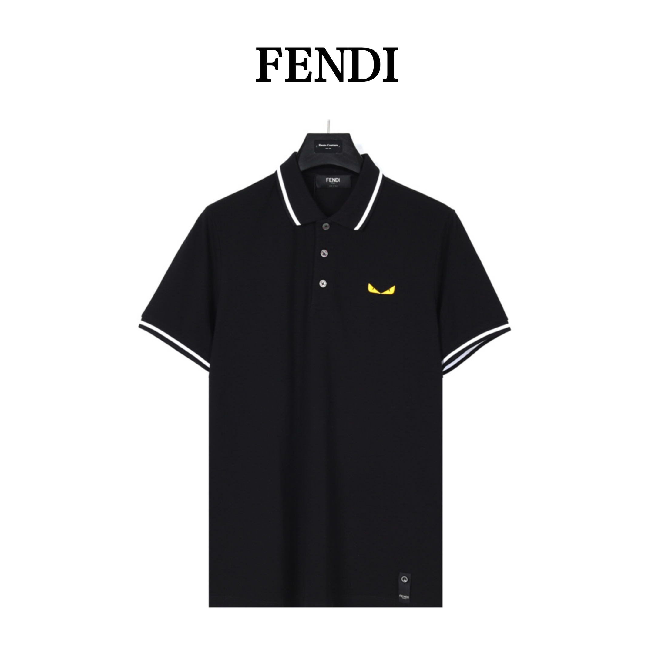 Fendi/芬迪24s新款小怪兽眼睛刺绣翻领polo衫短袖