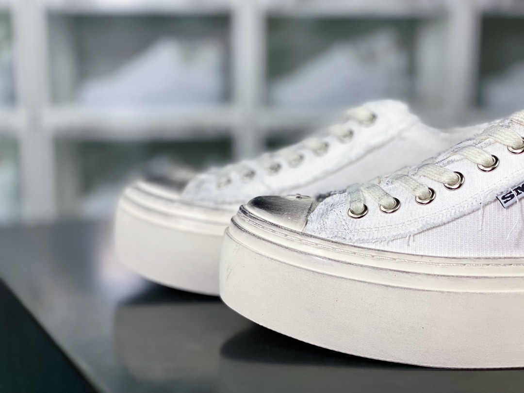 Garden Vintage Skate Low Garden series low-top retro thick plate shoes ”rag canvas white distressed” S0001WD