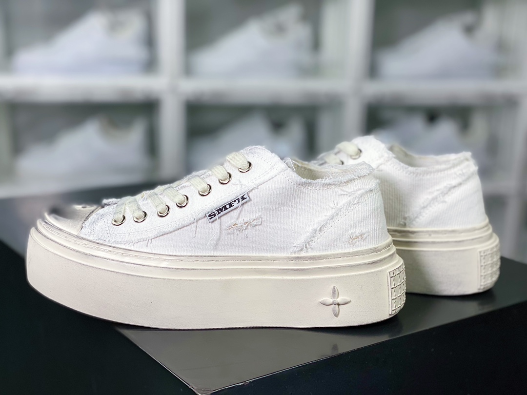 Garden Vintage Skate Low Garden series low-top retro thick plate shoes ”rag canvas white distressed” S0001WD