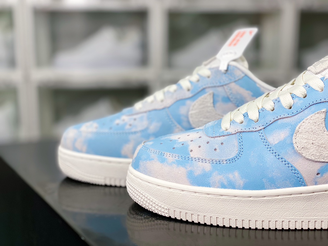 Air Force 1'07 Low ”Blue Suede” Air Force One classic low-top sneakers ”Tie-dye blue sky and white clouds” FD0883-400