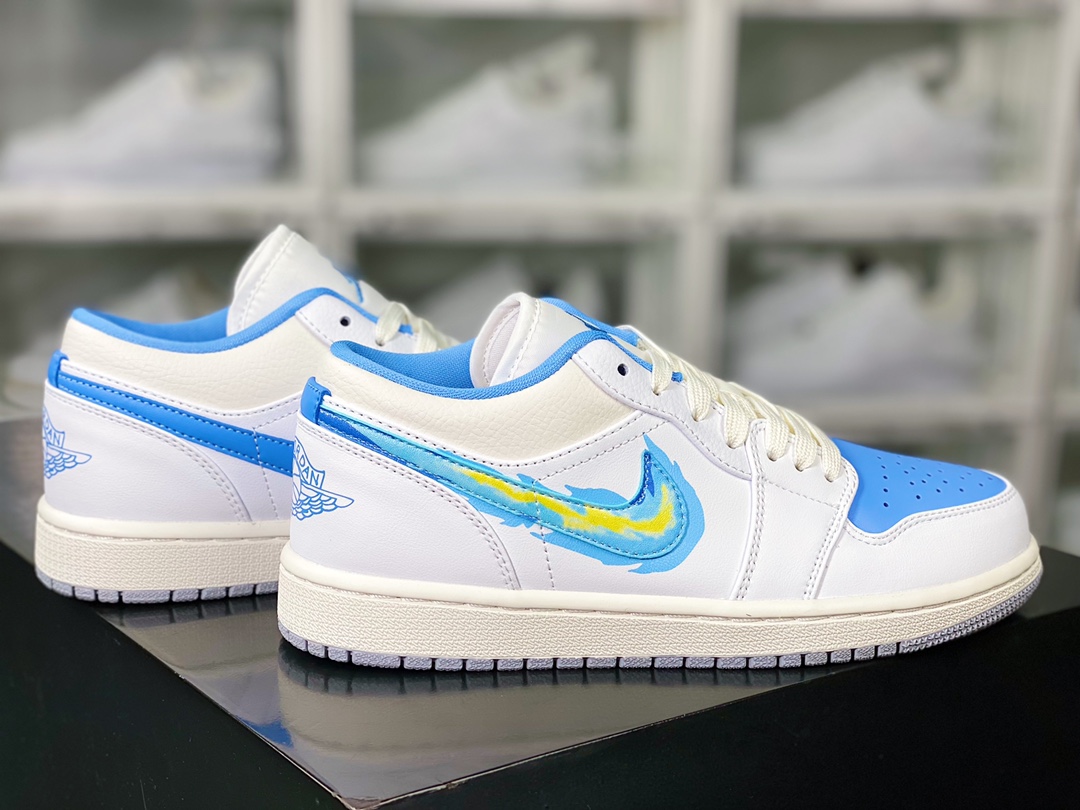 Air Jordan 1 Low SE ”White/Blue/Flame” AJ1 Jordan first generation low-top basketball shoes ”White Blue Flame” FJ7219-441