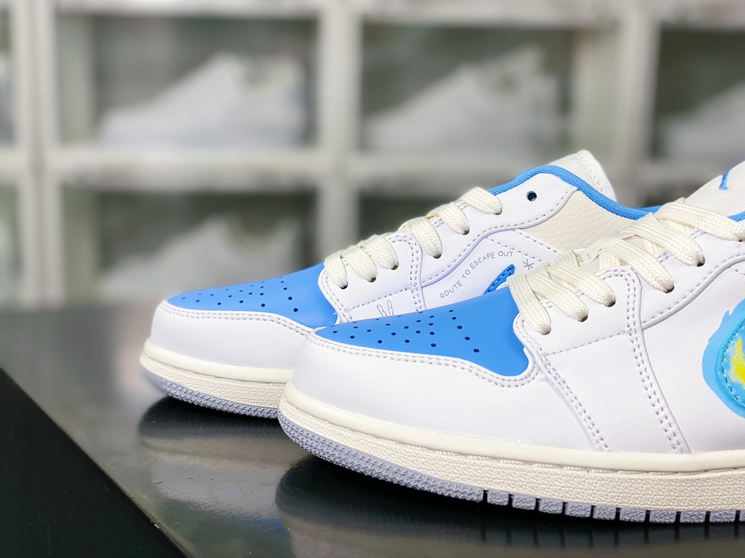 Air Jordan 1 Low SE ”White/Blue/Flame” AJ1 Jordan first generation low-top basketball shoes ”White Blue Flame” FJ7219-441